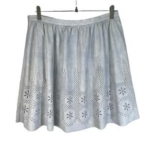 Willow and Clay Women's Faux Leather Laser Cut A Line Skirt Light Blue Size 12
